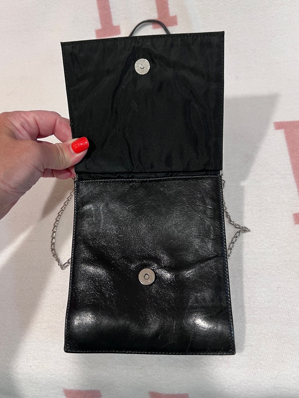 PRADA⭐️RARE VINTAGE Black Leather Chain-Strap Shoulder Bag! - Picture 9 of 14